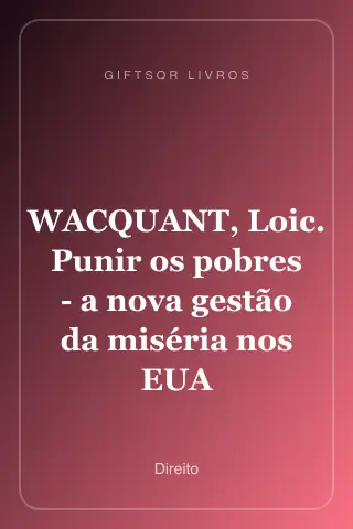 Cover of WACQUANT, Loic. Punir os pobres - a nova gestão da miséria nos EUA