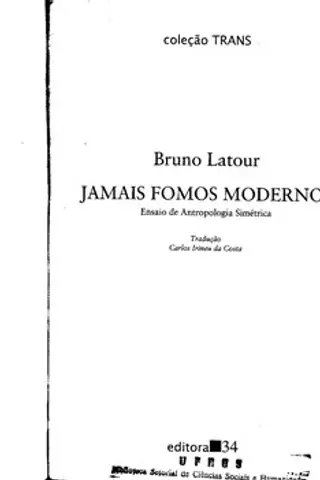 Cover of LATOUR, Bruno. Jamais Fomos Modernos